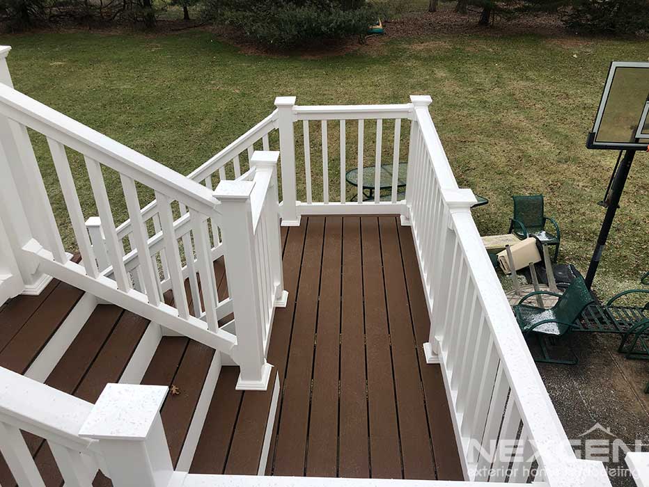 trex decking with railing and stairs