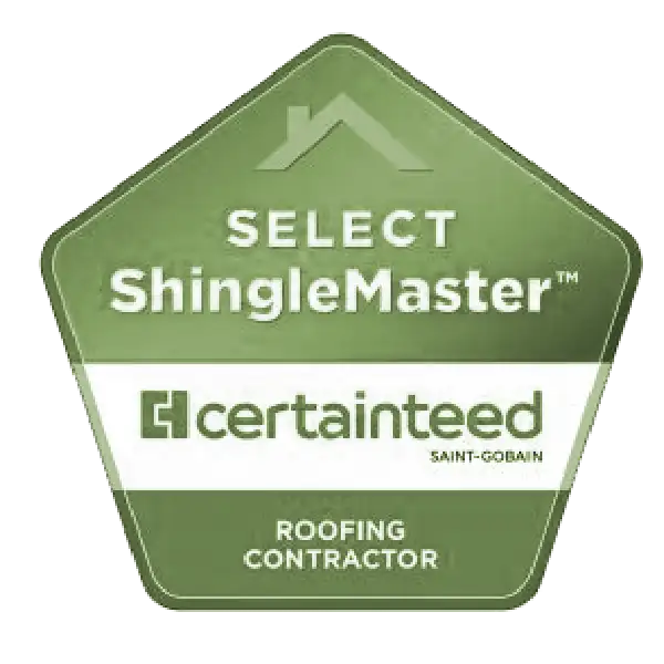 Certainteed Select ShingleMaster Roofing Contractor badge.