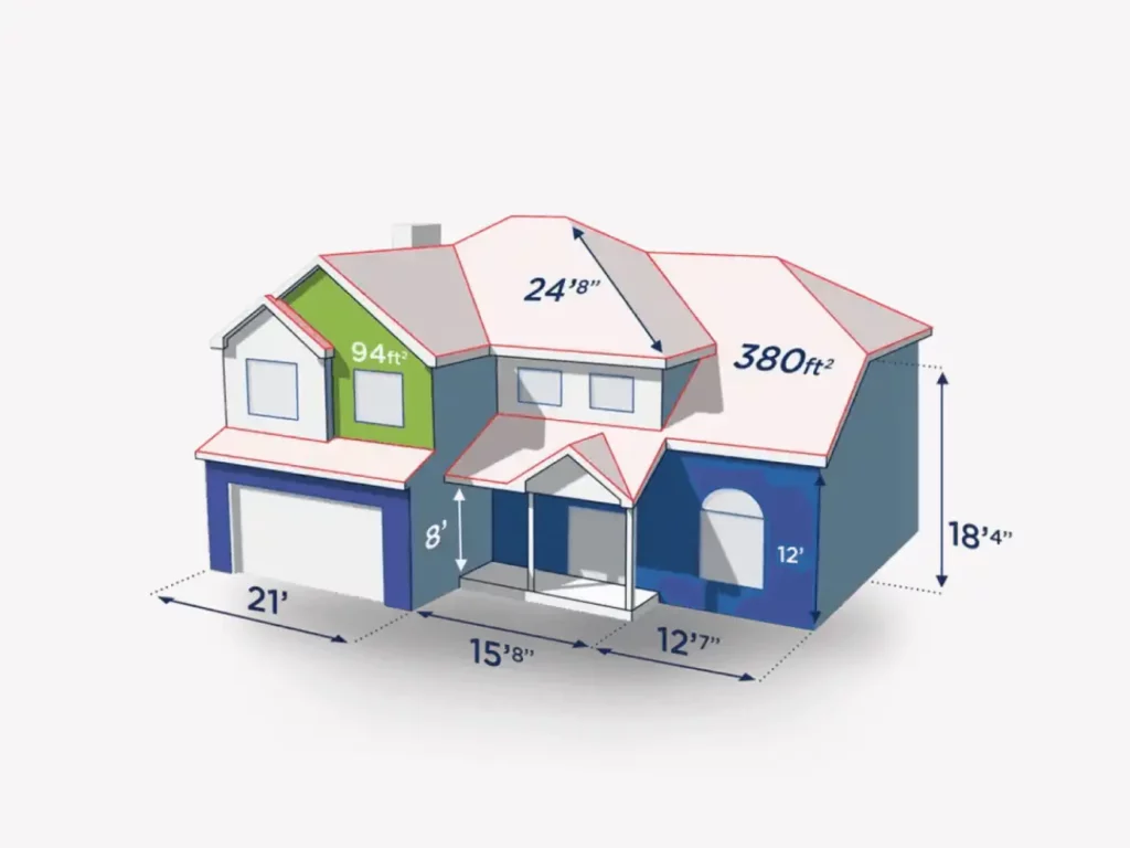 Rendering of a home's size and scope.