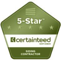 5-star certainteed Siding Contractor logo.