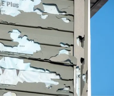 Photo of damaged siding.