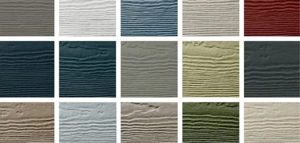 Various color squares of James Hardie Fiber Cement siding.