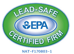 EPA (Environmental Protection Agency) Lead-Safe Certified Firm badge and logo (NAT-F170803-1).